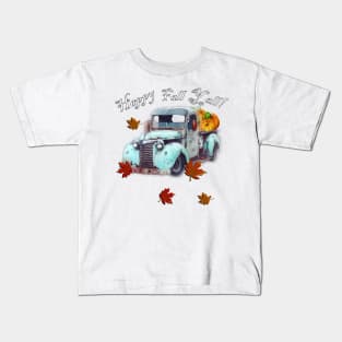 Fall Truck, Pumpkins, Leaf Graphic Leaves and Quote Happy Fall Y'all Autumn Kids T-Shirt